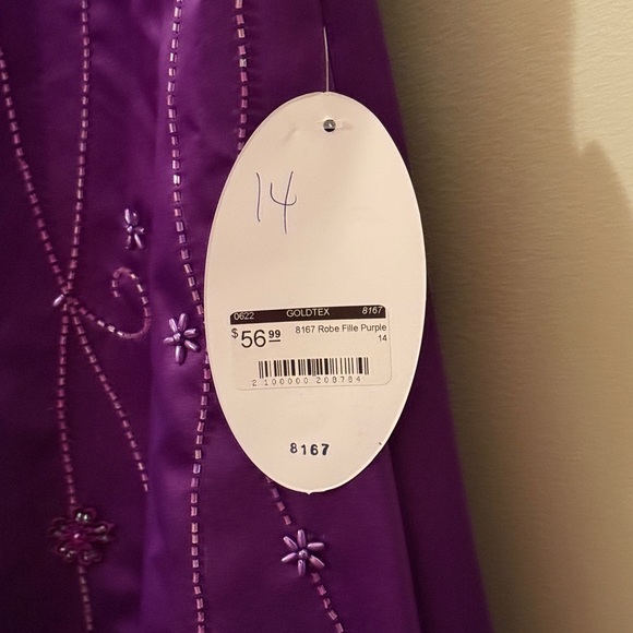 Girls Elegant Purple Beaded Formal Dress – Lace-Up Back - Picture 5 of 5